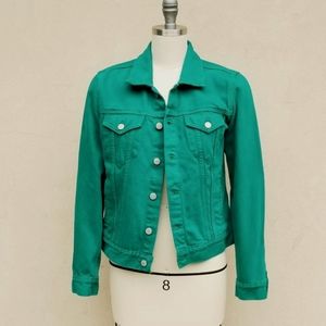 Lucky Brand Trucker Jacket Denim Jean Emerald Green M